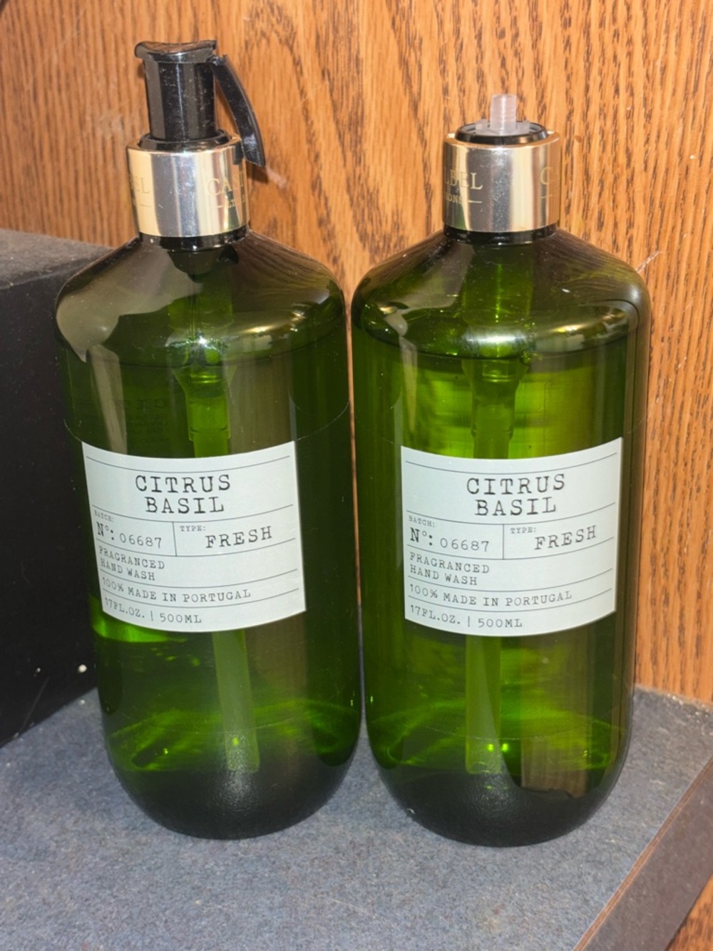Essenza Citrus Basil fragranced hand wash, manufactured in Portugal